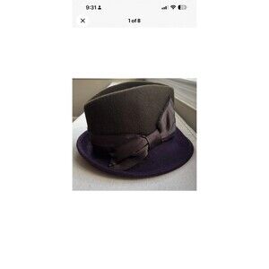 Albertus Swanepoel 100% Wool Brown/Purple Fedora Felt Hat (M) with Bow/Band